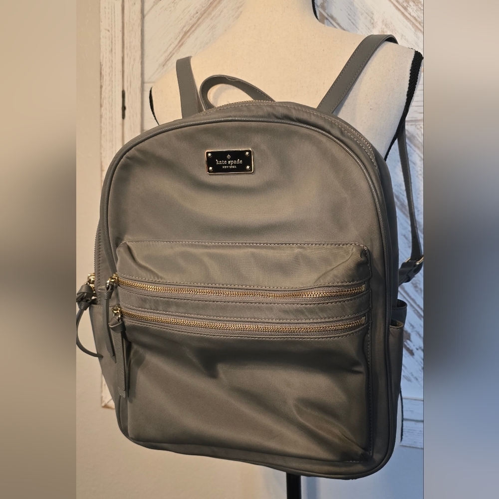 Kate Spade Grey Leather Backpack Gold Hardware Pebbled Mini Bag Purse